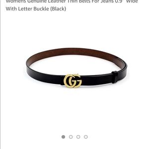 Genuine leather, black belt with gold hardware